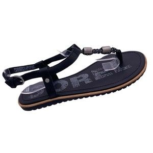 Sorel Shoes Womens Size 6.5  ELLA T-STRAP SANDALS Leather  BLACK  NL2902-010